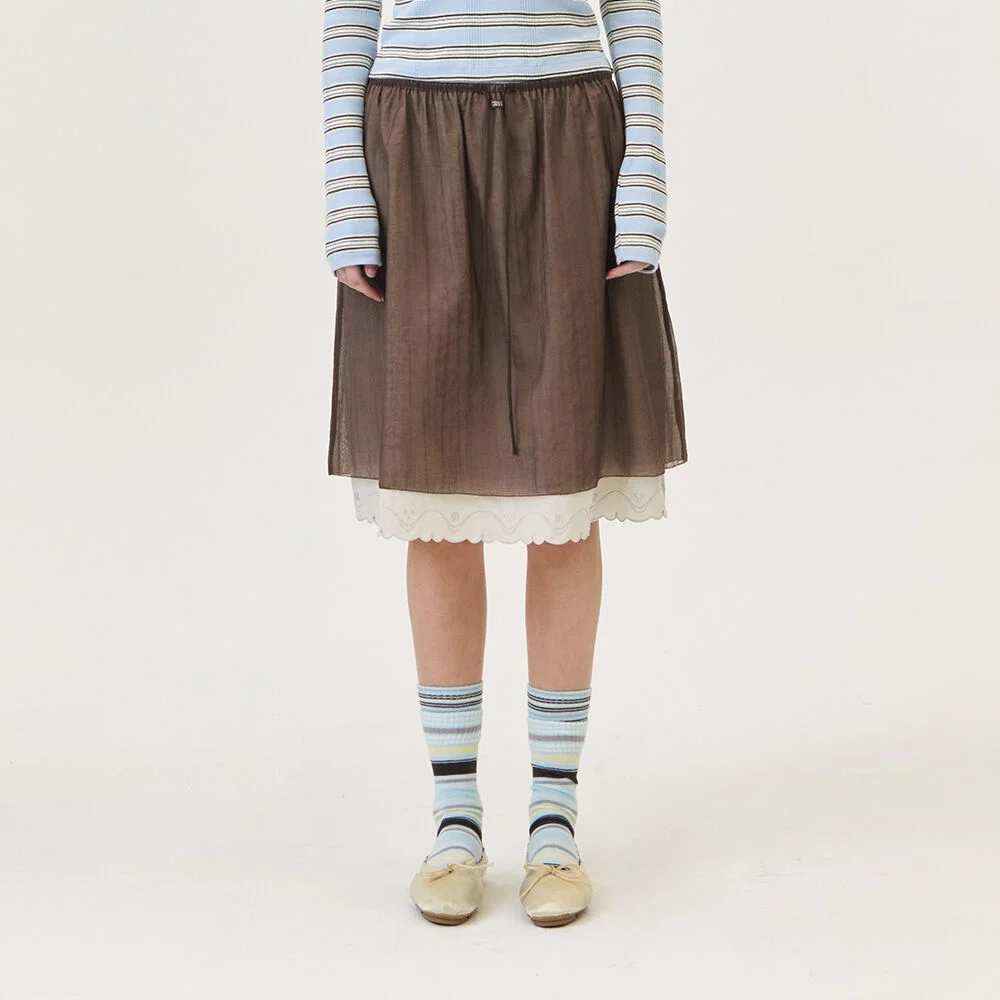 MARO MIDI SKIRT (BROWN)