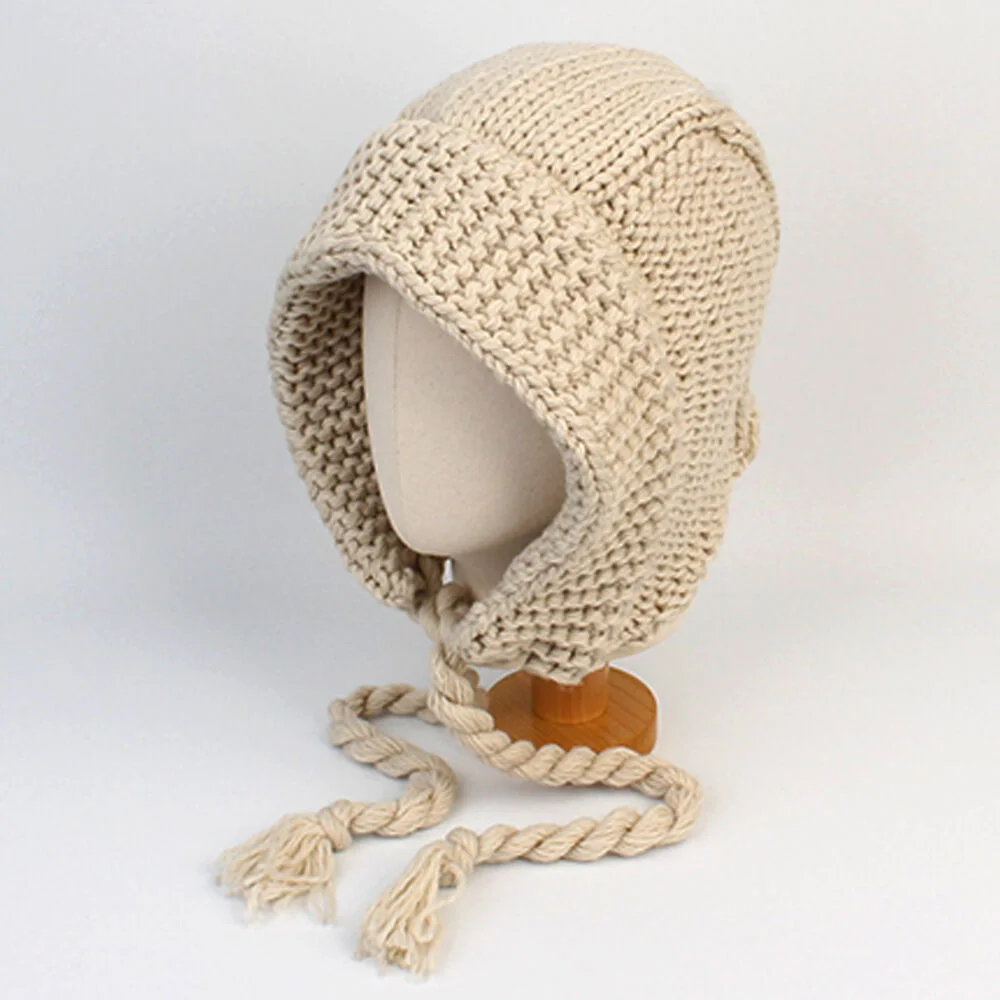 Rope Beige Knit Bonnet Hat 針織軟帽