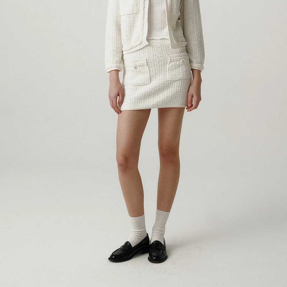 Vanessa Boucle Mini Skirt_Ivory