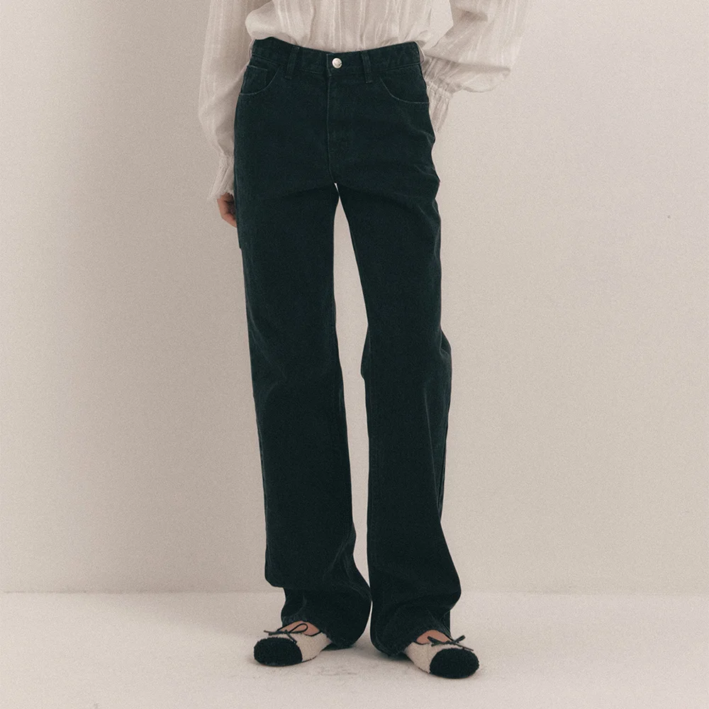 Heart Pocket Denim Pants_Black