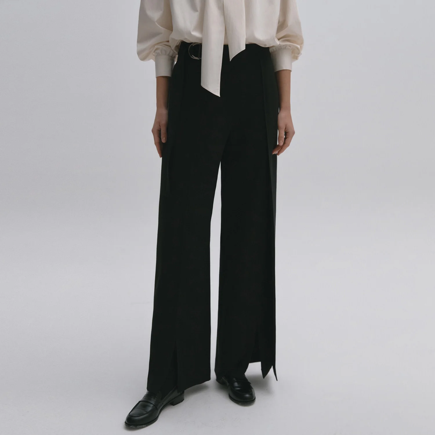Flap Detail Wide Pants BLACK