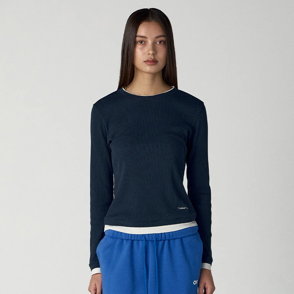 (W)LAYERED LONG SLEEVE TEE (NAVY)