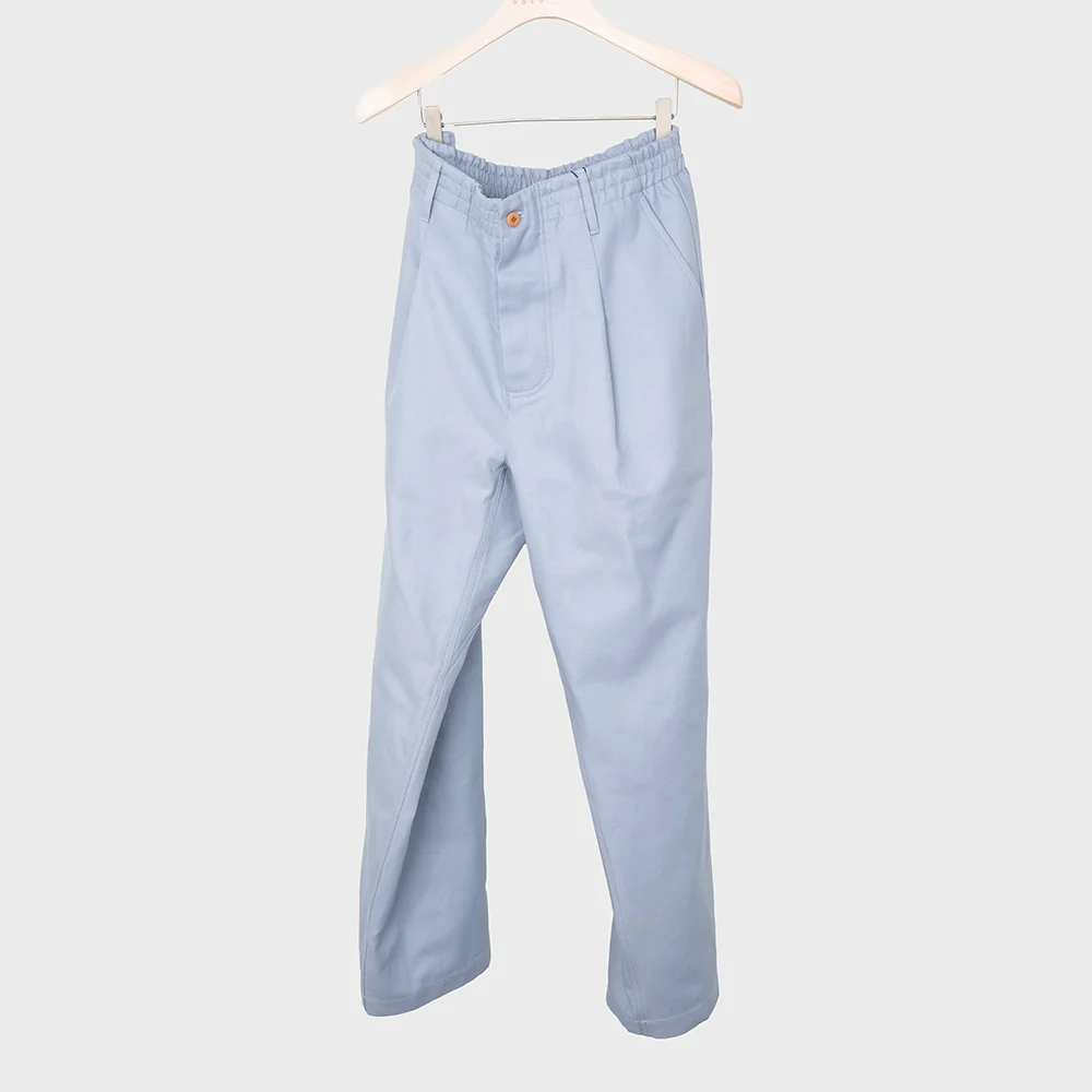 COTTON LINEN DOBBY EASY PANTS_BLUE