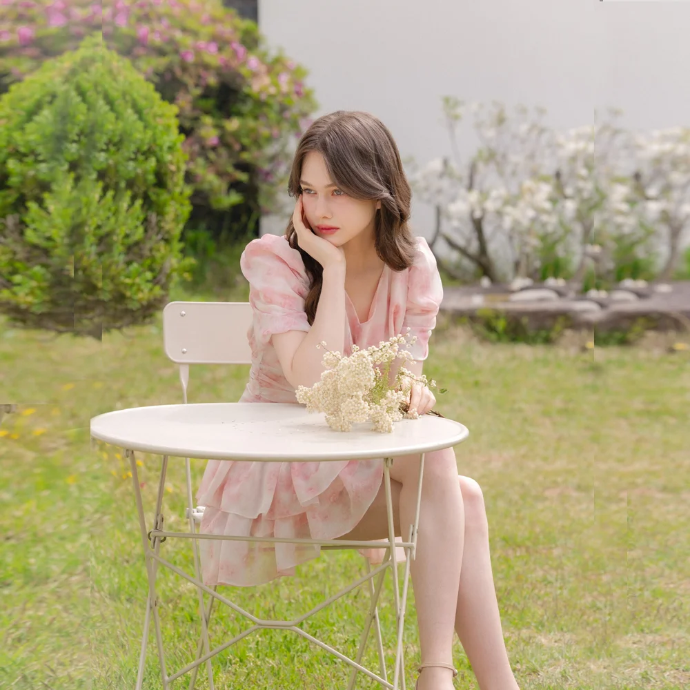Fairy Shirring Mini-Dress / Print(3color)