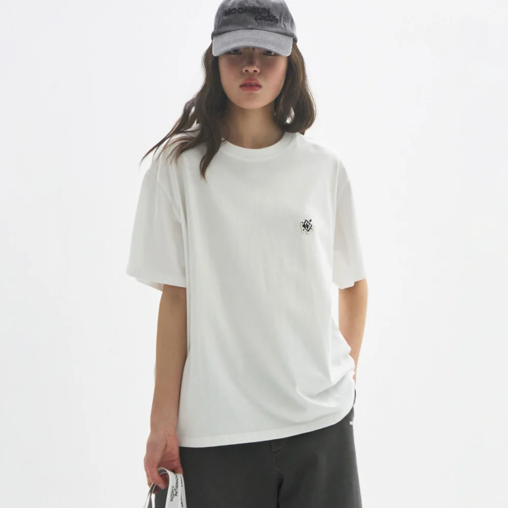 M.C UNISEX, Small Argyle Patch T-Shirt / WHITE