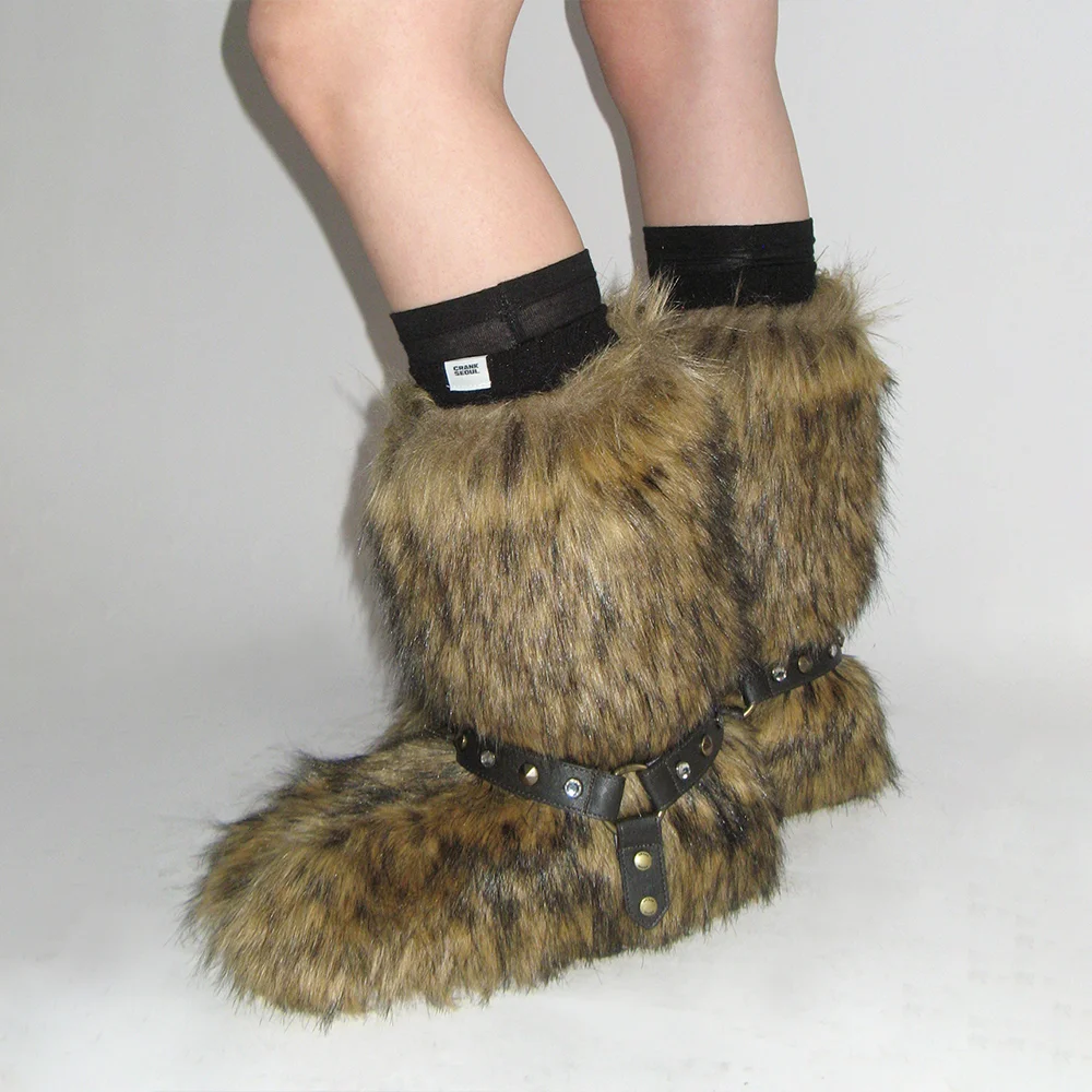 STUDDED STRAP SHOE BELT_BROWN