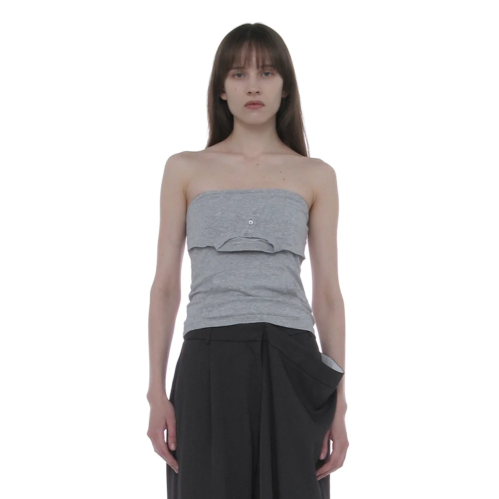 DECONSTRUCTED STRAPLESS TOP_MELANGE