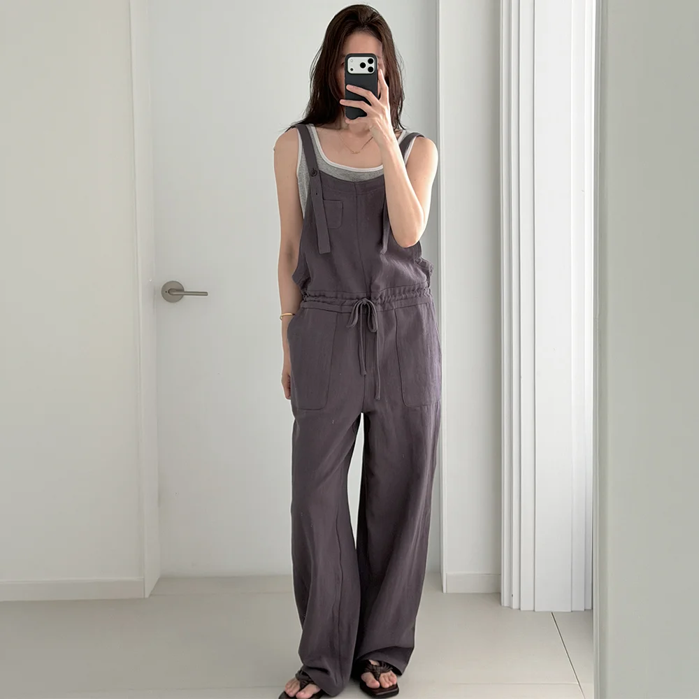 MOCO LINEN JUMPSUIT_CHARCOAL