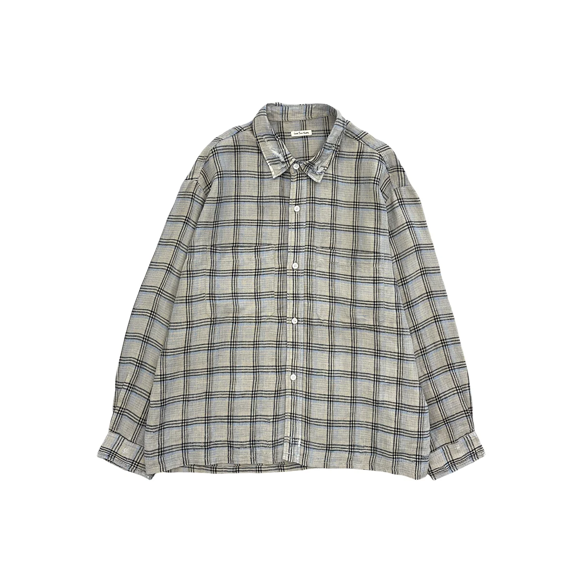 Distressed Check Shirt Gray