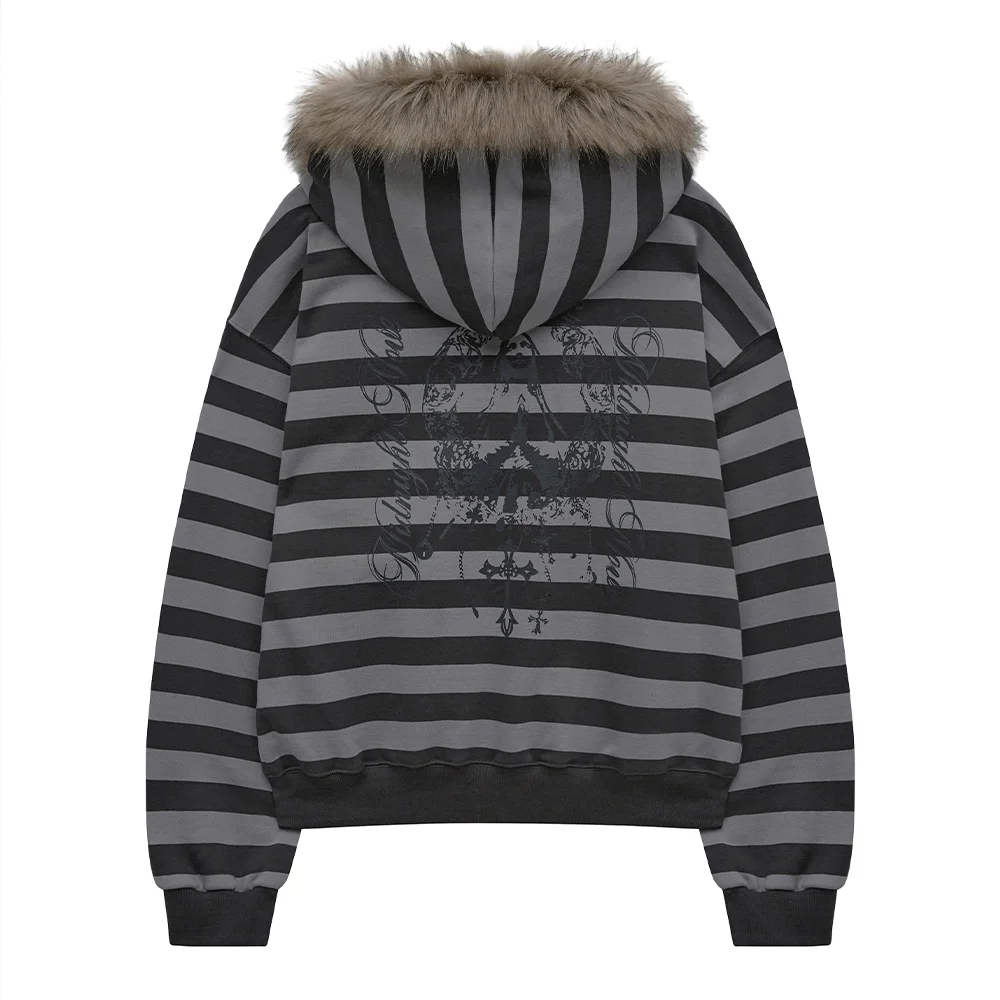 hair hood zip up (stripe)