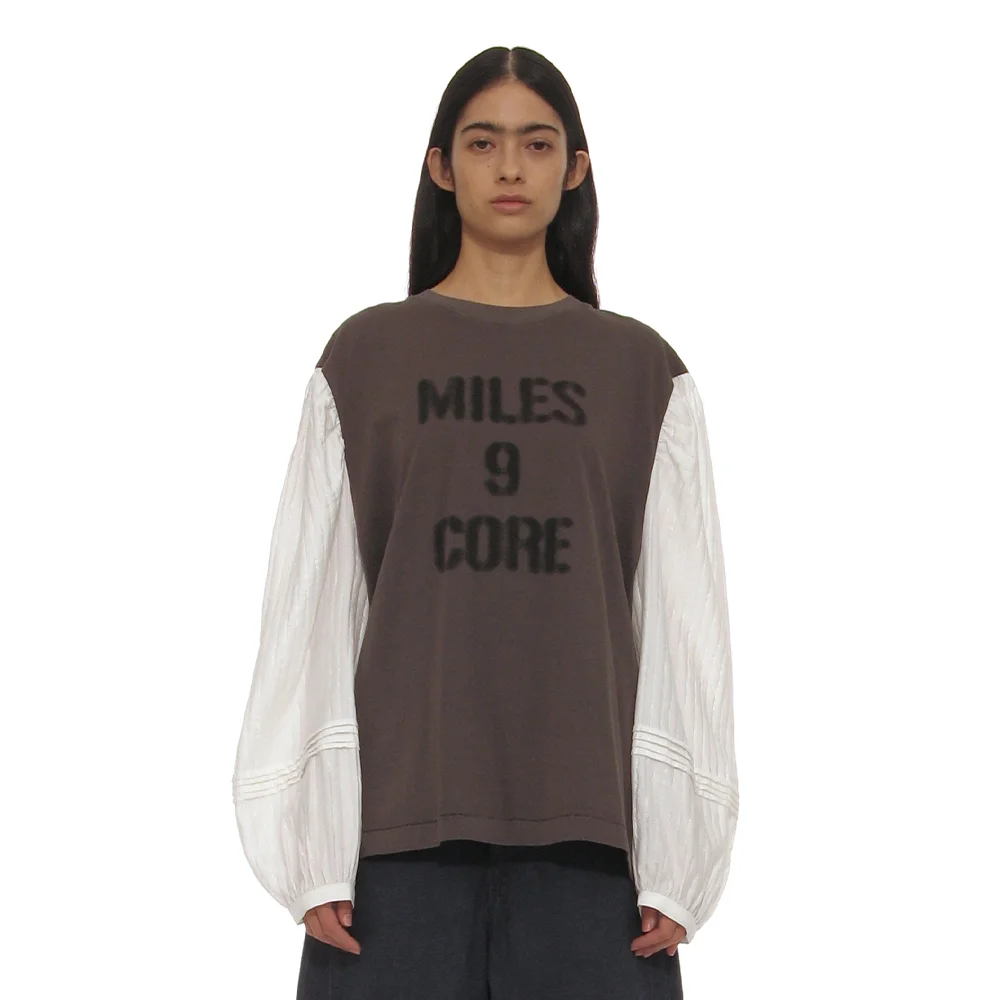 MILES 9 CORE BLOUSE LAYERED TOP_CHARCOAL