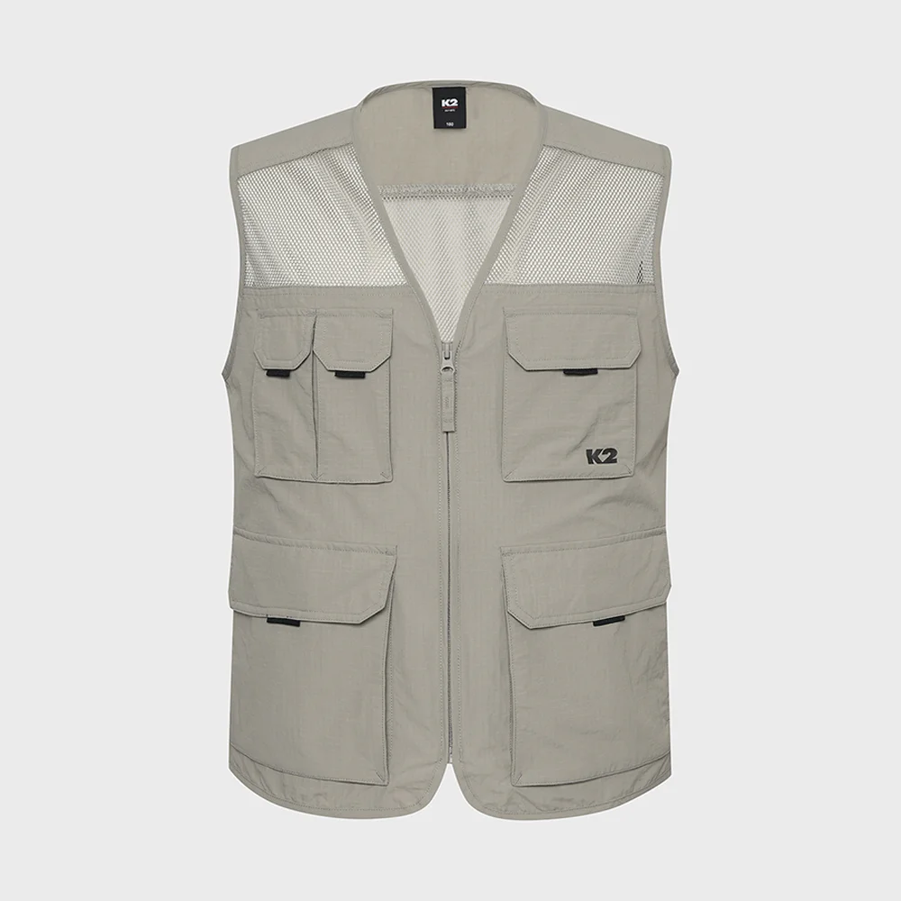 FLYHIKE 實用款 V領 網布 _Grayish BEIGE_KMM26623GE