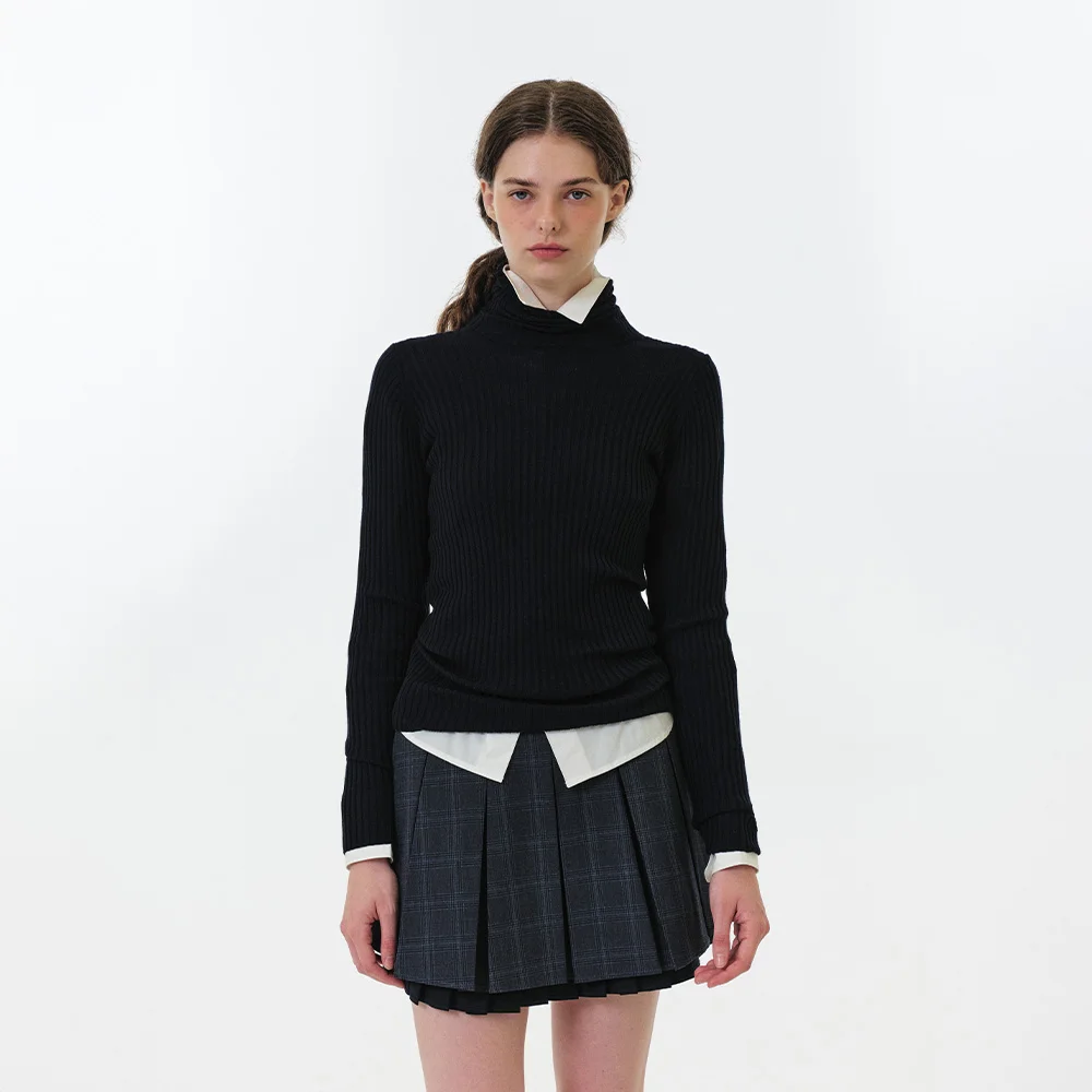 AYA HIGH NECK KNIT (NAVY)