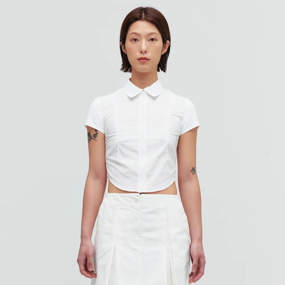 WOMEN'S ZIP SHIRT (WHITE)