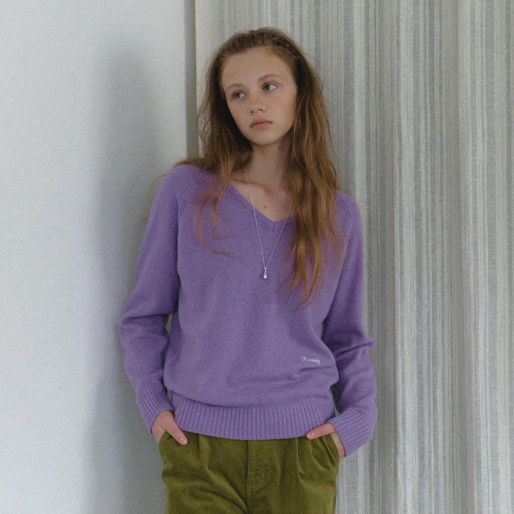 Abigail V-Neck Knit_Purple