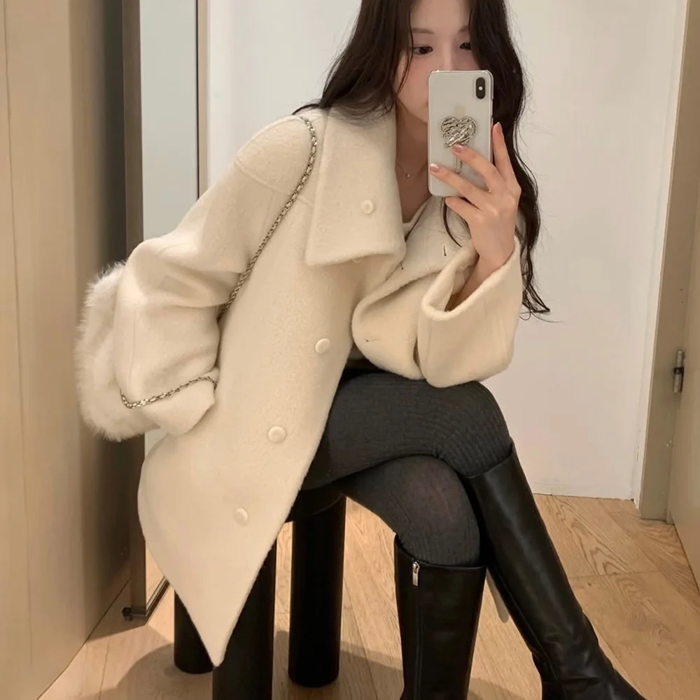 alpaca curve collar half coat_cream