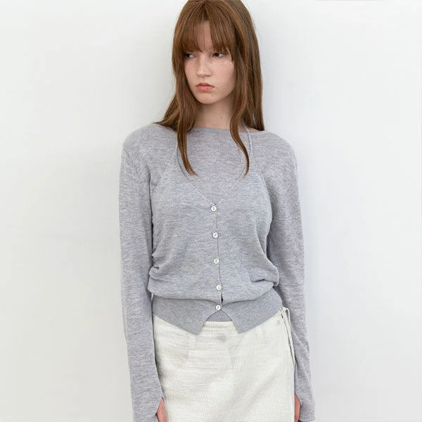 HALTER VEST LAYERD BOAT NECK KNIT (T-7189)