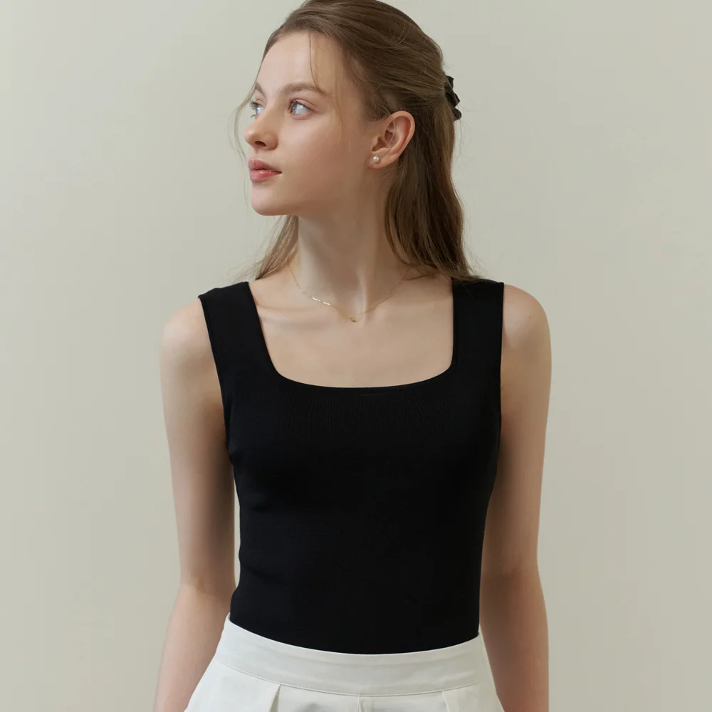 Square knit sleeveless (black)