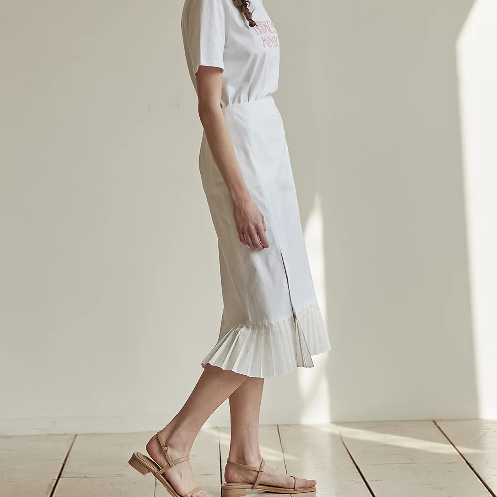 Pleats patch skirt - Ivory