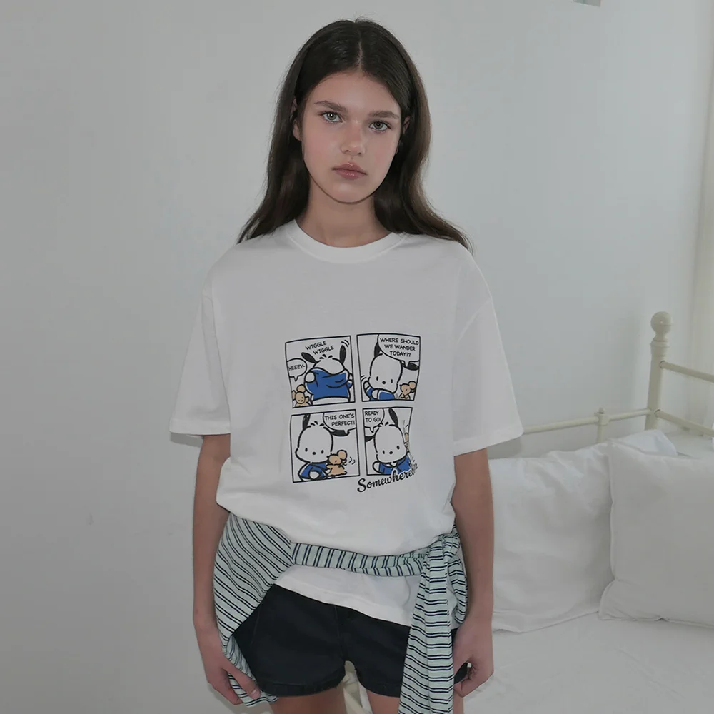 Cartoon Pochacco Over-Fit Top - Ivory