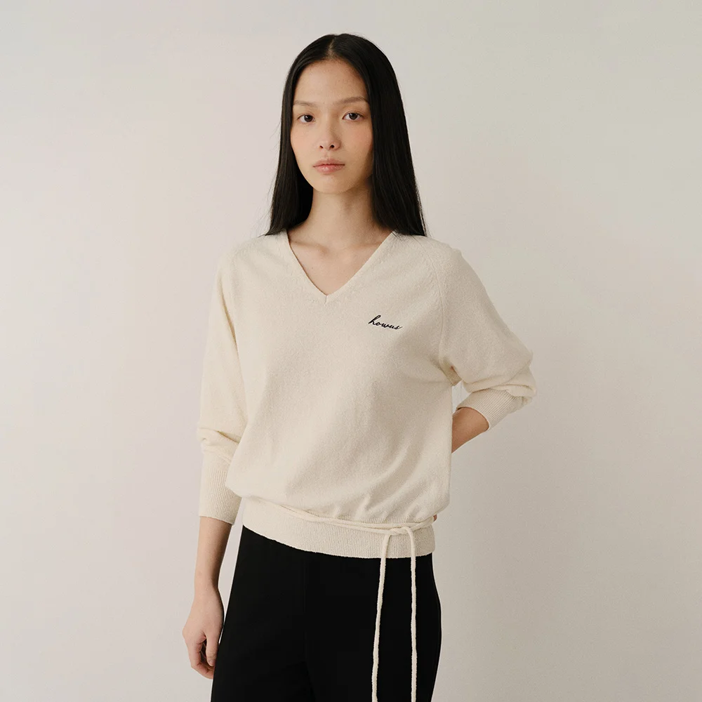 CLO TIE V-NECK KNIT (CREAM)