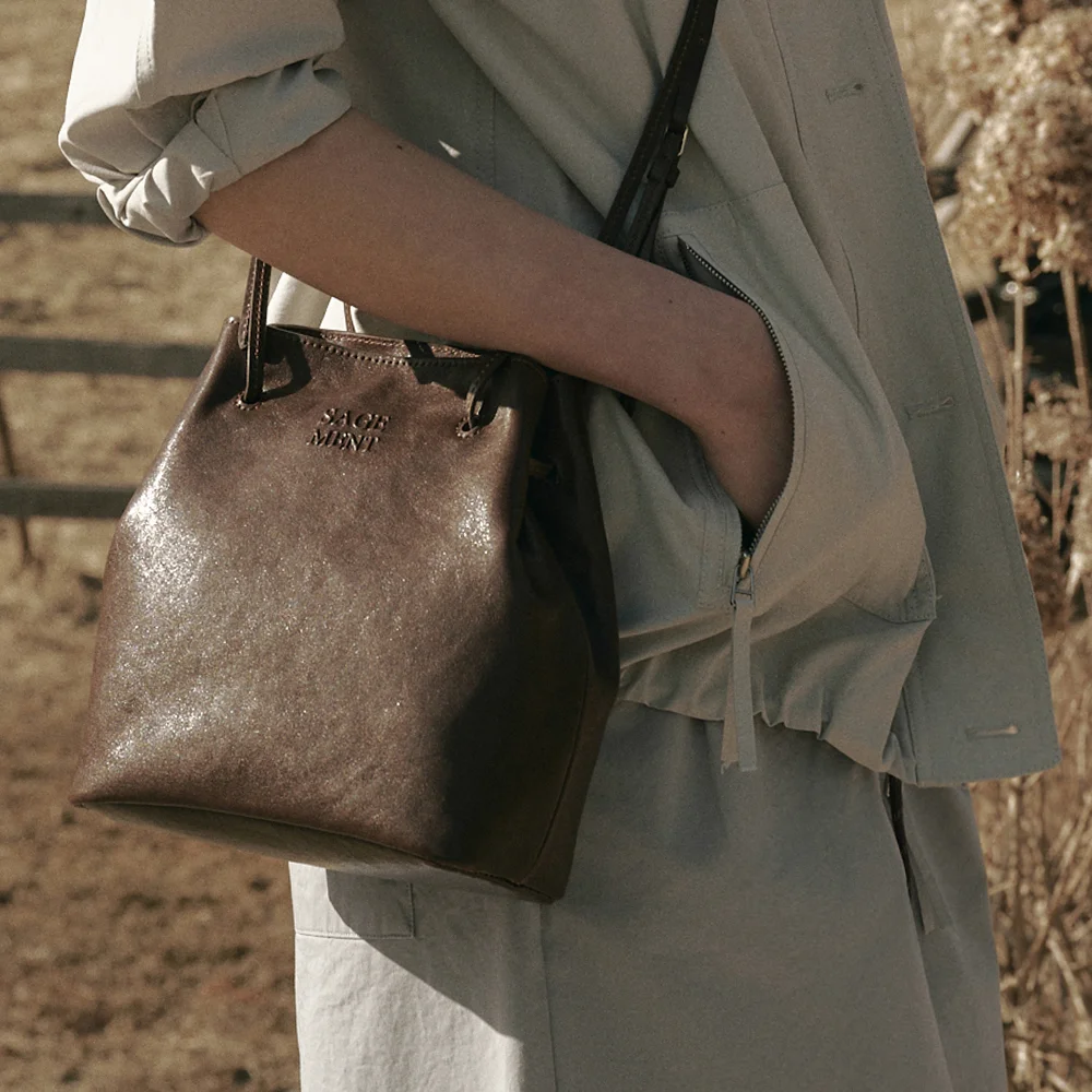 MYLO LEATHER DRAWSTRING BAG_BROWN