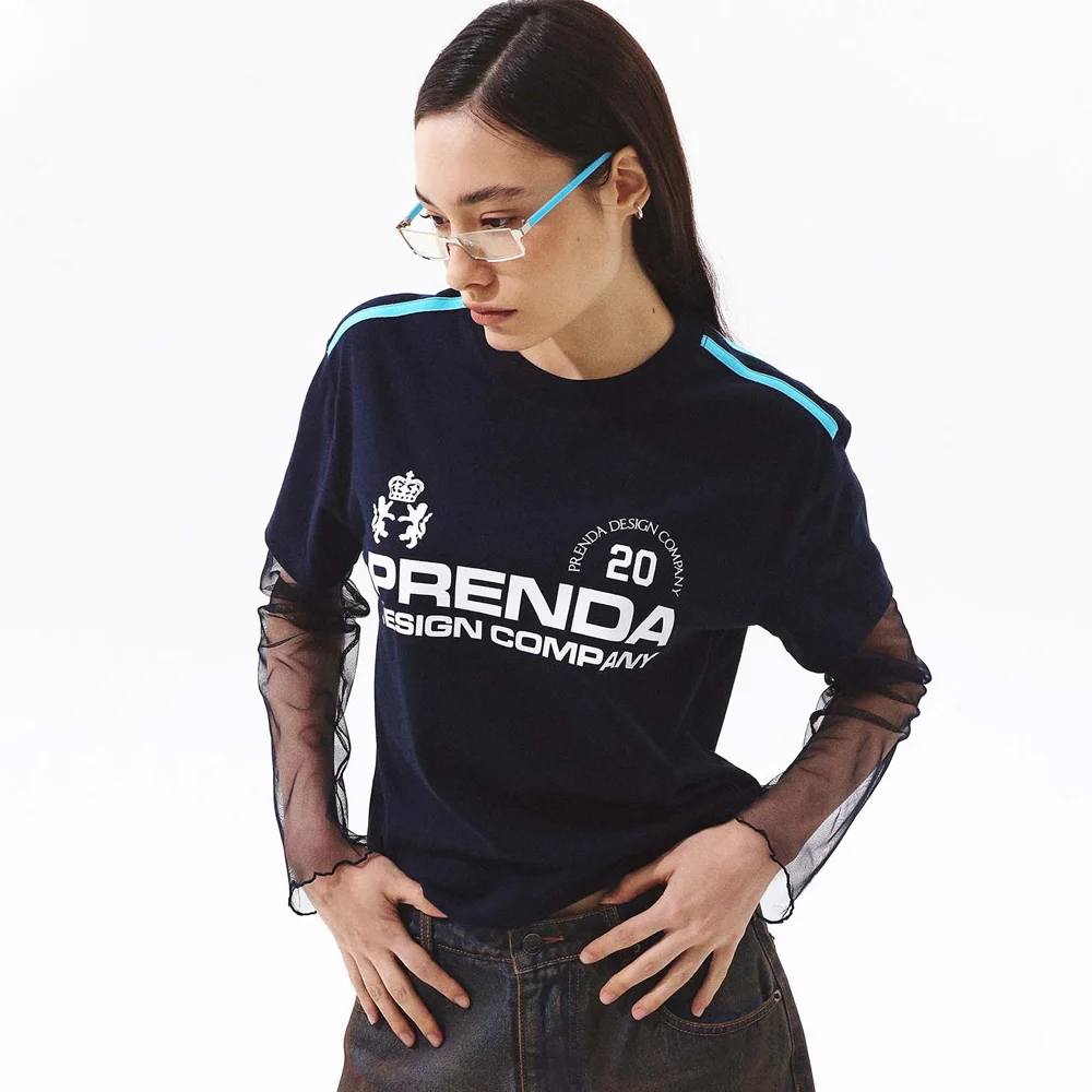 PDC UNIFORM SEE THROUGH LAYERED SLEEVE NAVY