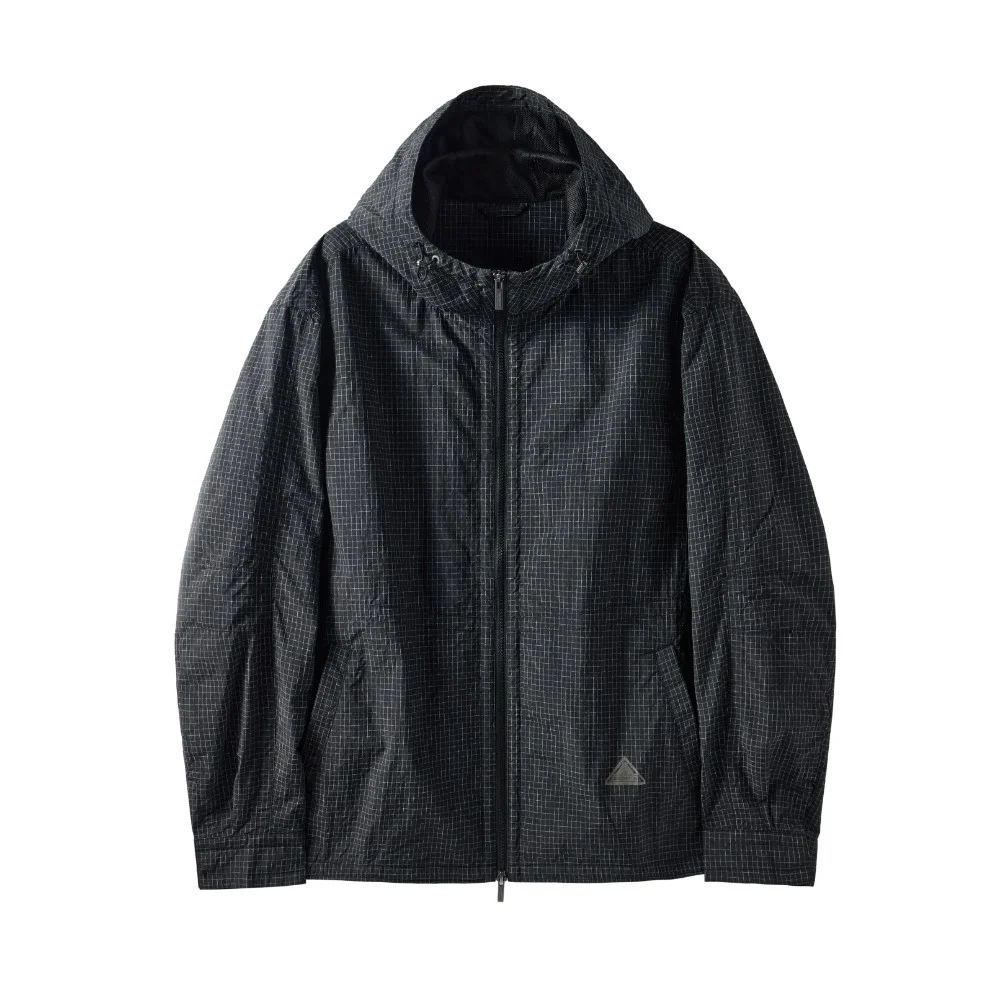 SLEEVES CHEQUERED HOOD JUMPER - BLACK (P251UJP103)
