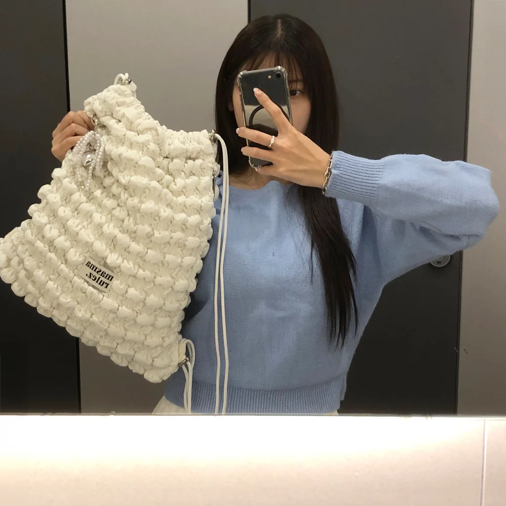 Quilting gym sack string bag _ Ivory