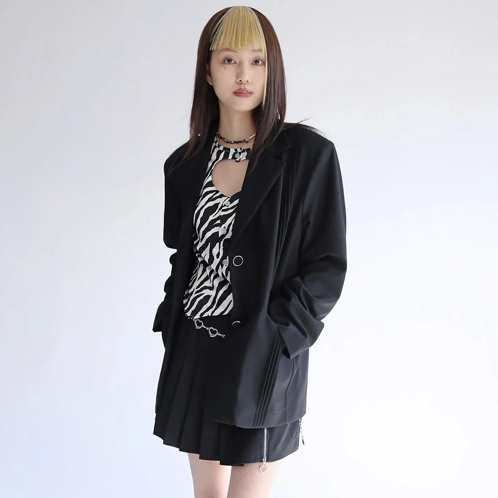 ROLL UP SLEEVES PIN TUCK JACKET BLACK
