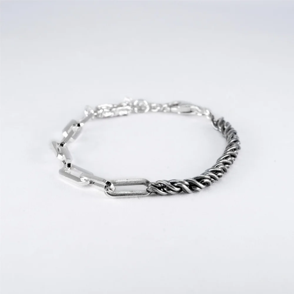 HR 365B_Half & Half Color Mix Chain Bracelet