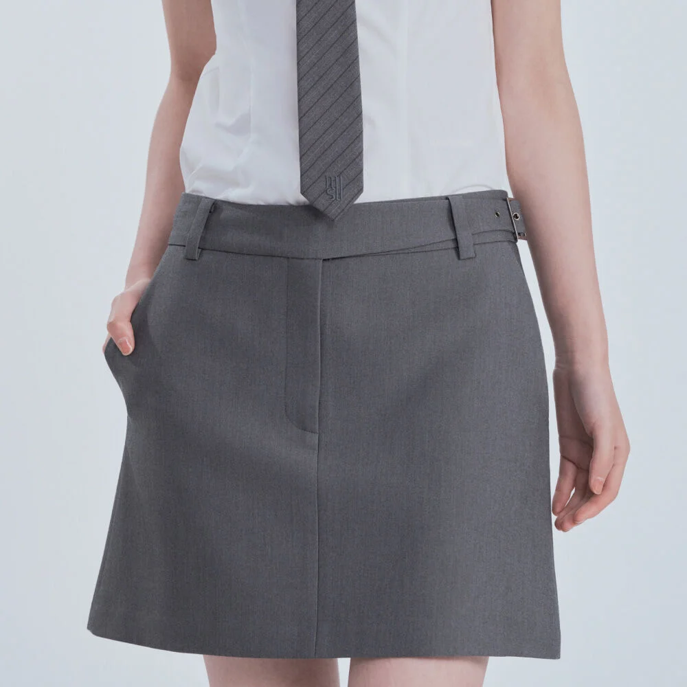Mila Waist A-Line Skirt - Grey