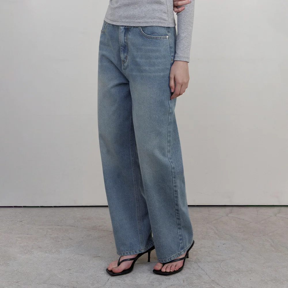 Slub Sand Semi Wide Denim Pants_BLUE(WCB6PT04)