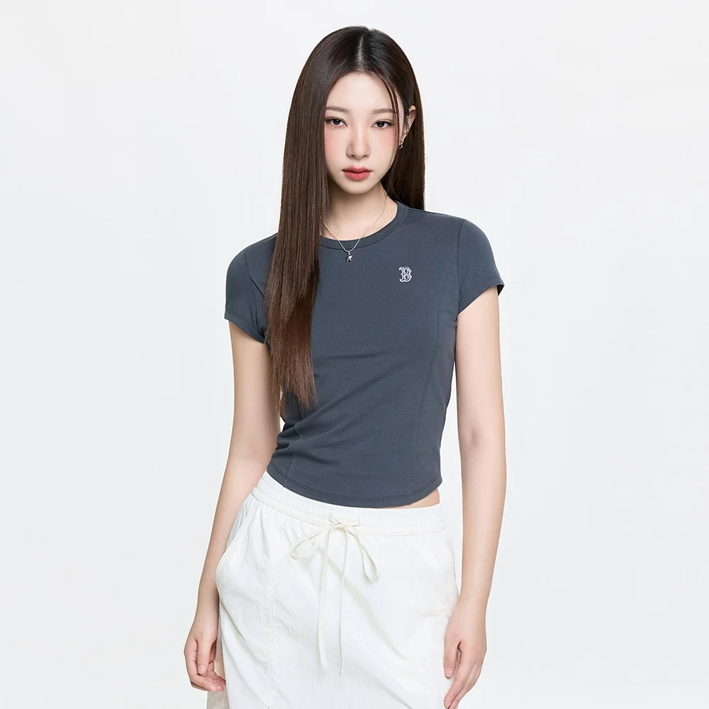 女裝 修身 短版剪裁 蓋袖 短袖 T恤 BOS (D.Grey)