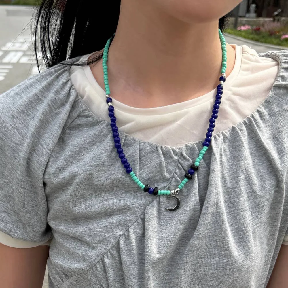 Chouetties by LUCKY CHOUETTE Moon Pendant Color Necklace (blue) 7AEAX26420BUX