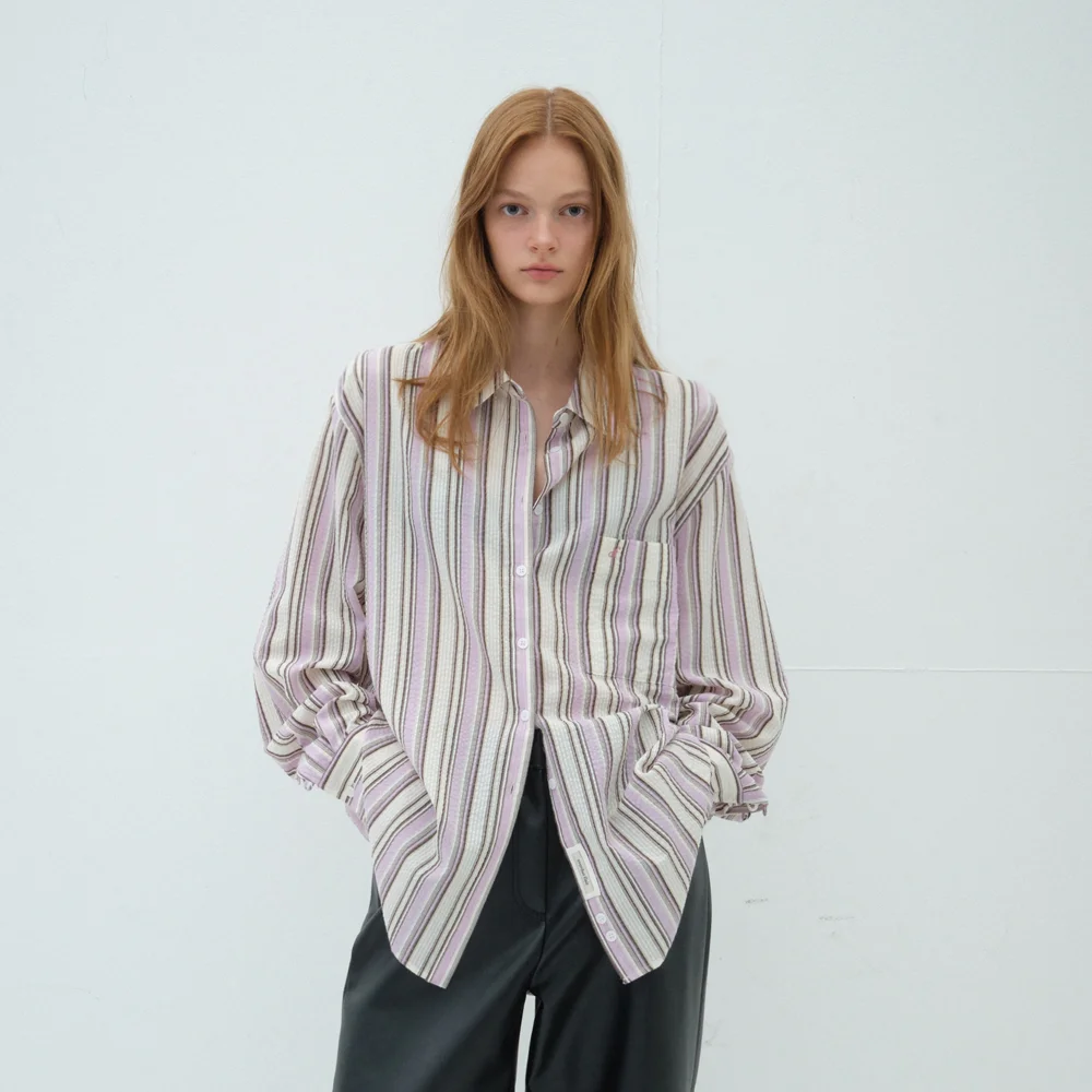 OVERSIZED STRIPE SHIRT_LAVENDER