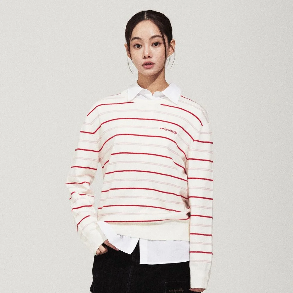 女裝 條紋 套頭 奶油