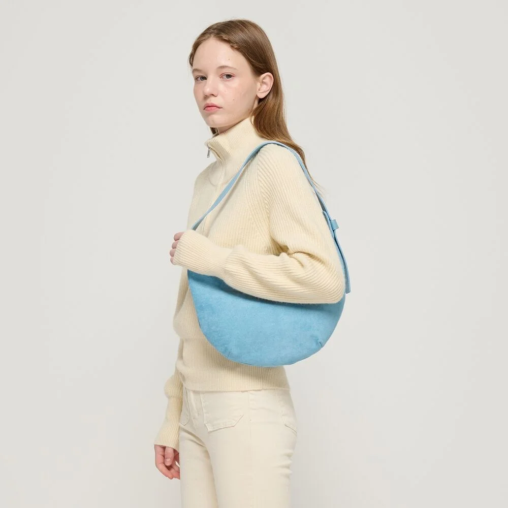 麂皮 Croa 肩部 Hobo Bag (天藍色)