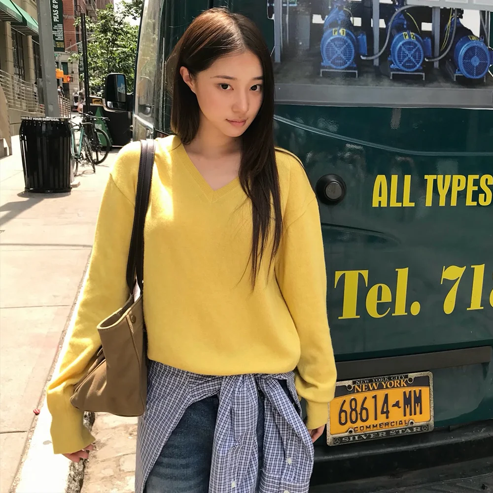 Meld V-Neck Knit - Deep Yellow