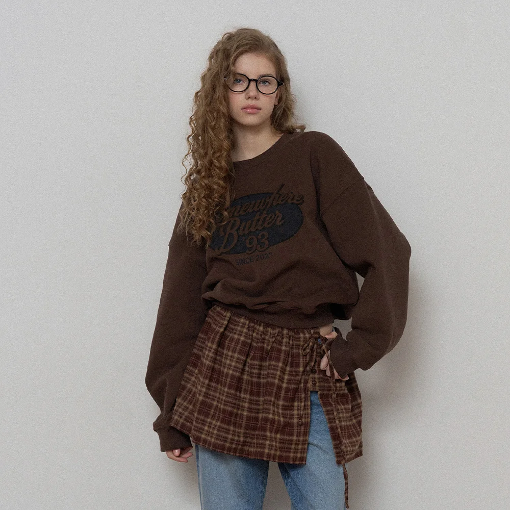 Check Button Layered Skirt - Brown