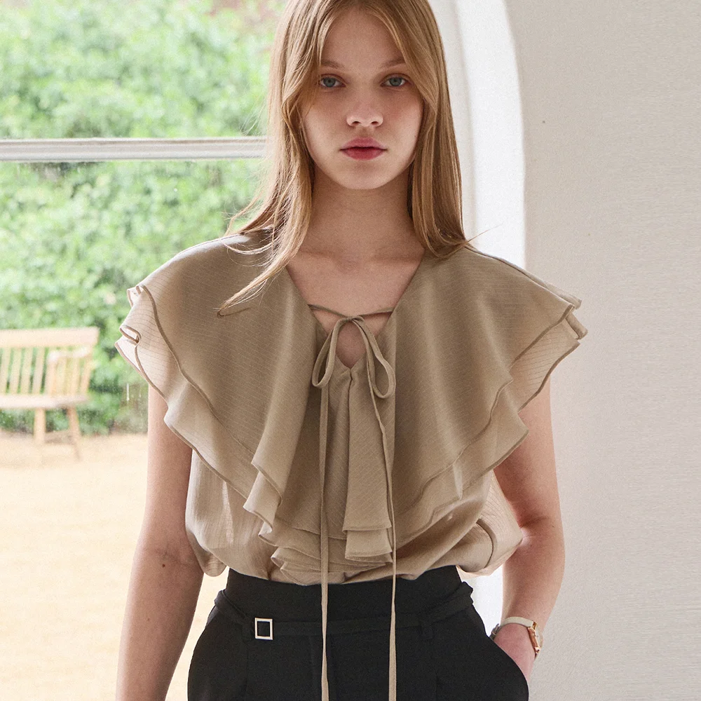 Veil frill blouse_3 Colors