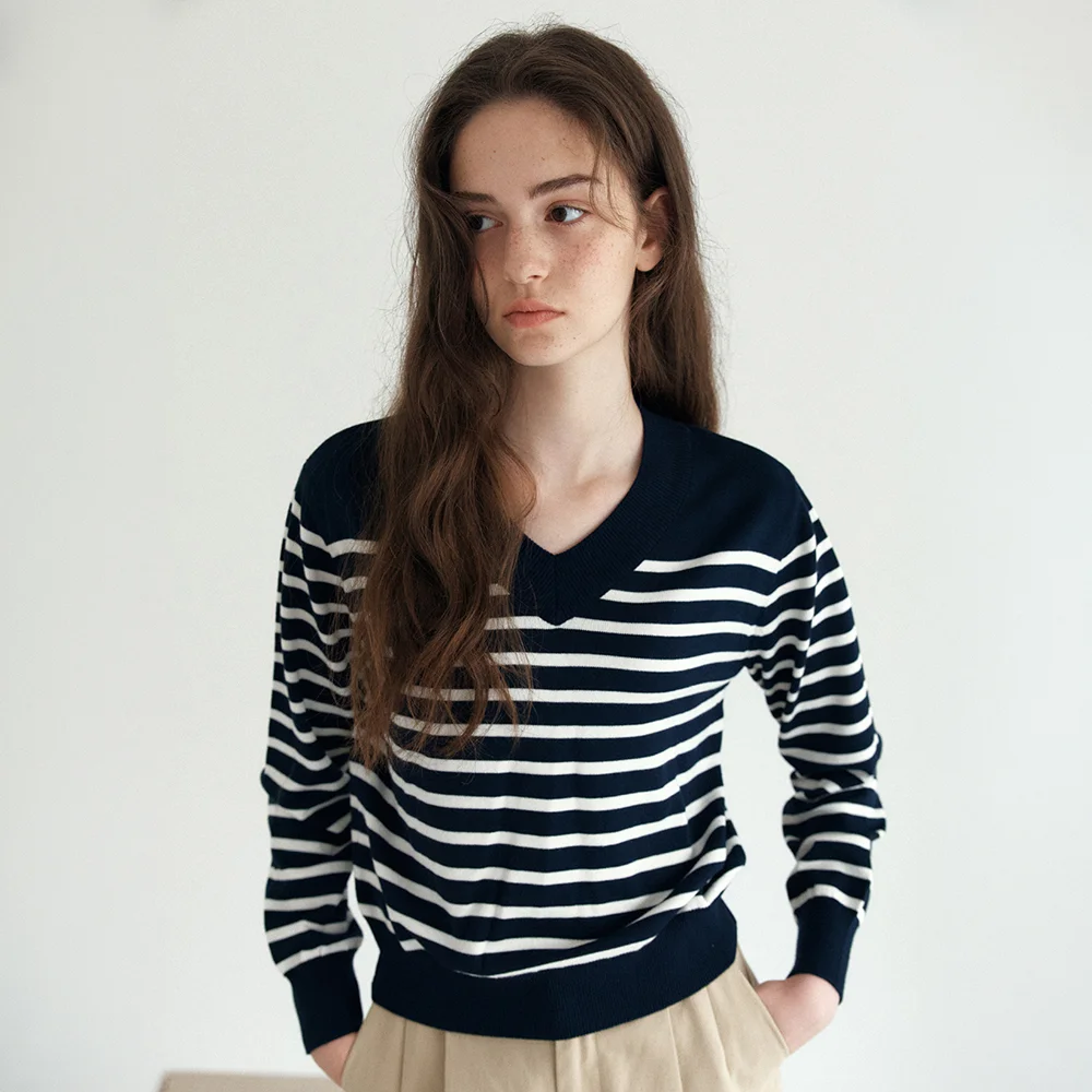 LINE STRIPE KNIT_NAVY