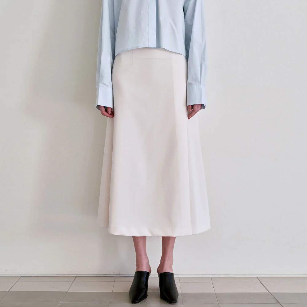 SLIT POINT A-LINE SKIRT_IVORY