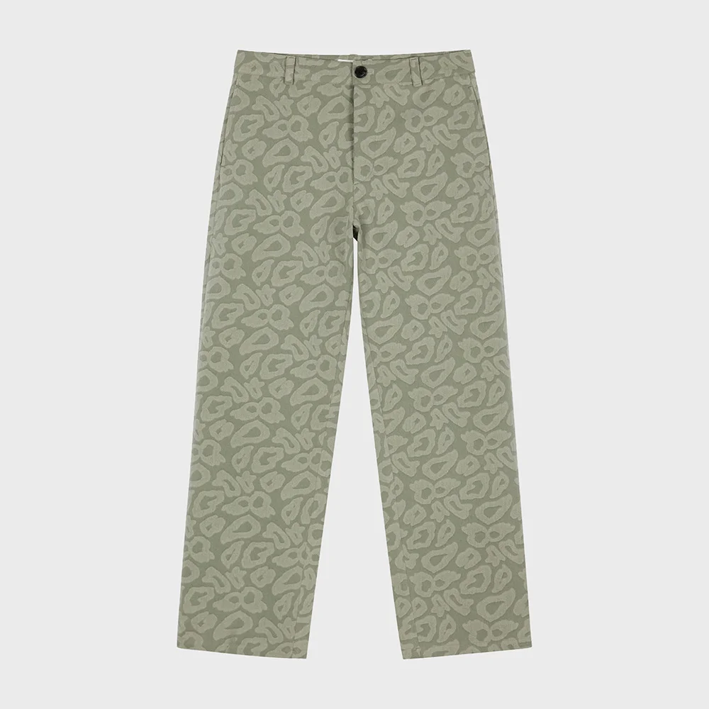 LEOPARD COTTON PANTS IN KHAKI
