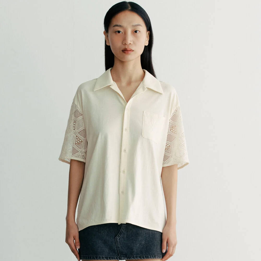 Combi Lace Shirt - Ivory