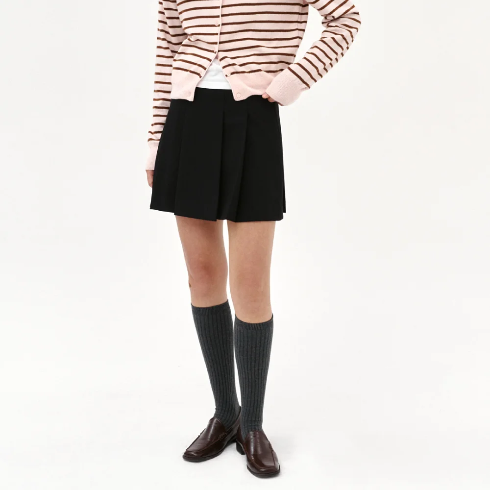 Leah Pleated Mini Skirt_black