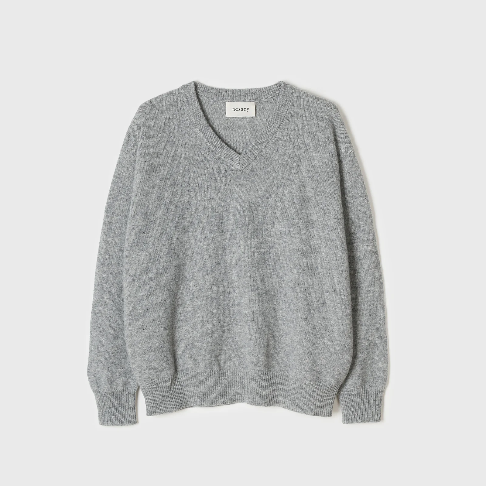 Maren Wool V-Neck Knit (Melange Grey)