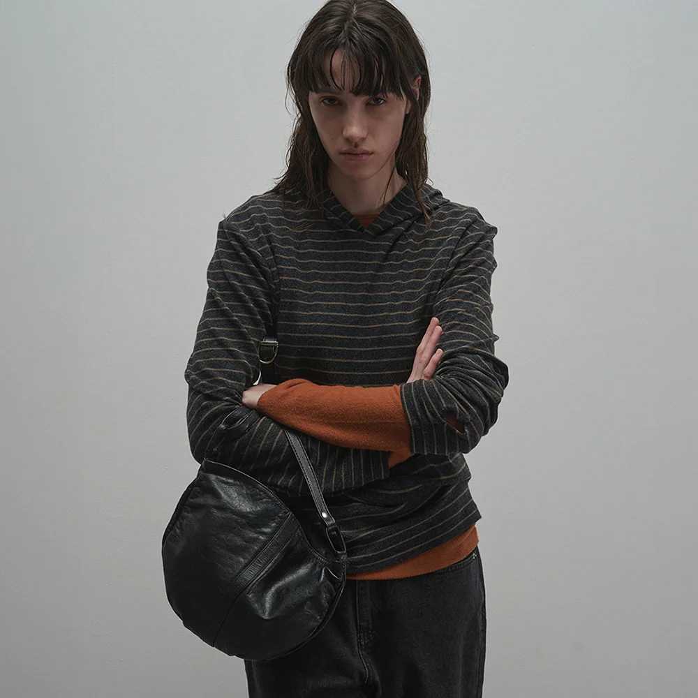 Stripe Hood T-shirt (charcoal)