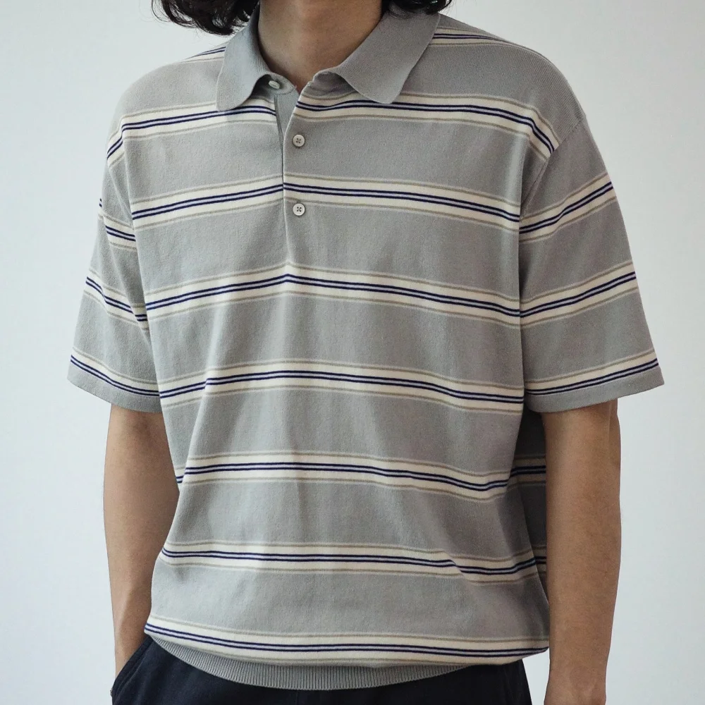 WALTZ STRIPE COLLAR HALF KNIT
