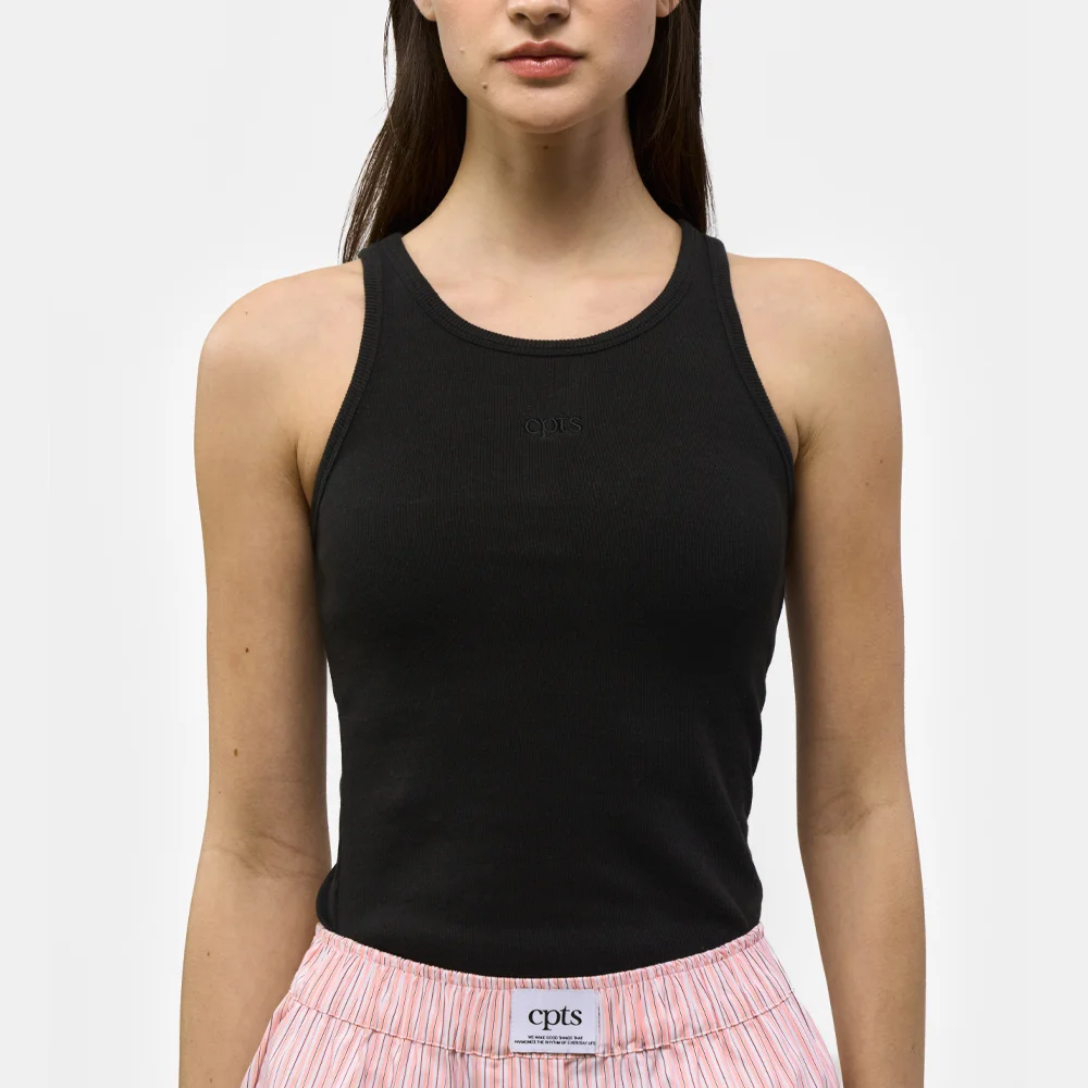LOGO EMBROIDERED SLEEVELESS_BLACK